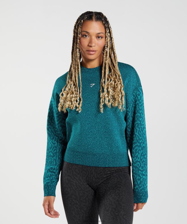 Gymshark adapter le sweat-shirt animal récif | sarcelle dhiver femmes 6HF28374